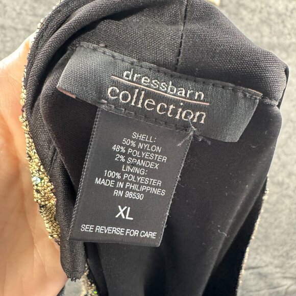 Dressbarn Tank Top Womens XL Black Gold Lace Sequin V Neck Babydoll‎ Y2K VTG - Picture 4 of 8